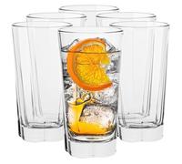 TREND FOR HOME Verre a Eau Long Drink, 300 ml, Lot de 6, Verre Cocktail Highball Verres à Jus et Soda Grand Tumbler, Sécurité au Lave Vaisselle, Collection Elin