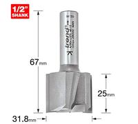 Trend Fraise à Défoncer à Deux Flûtes Professionnel, Queue de 1/2 Pouce, Diamètre de Coupe 31,8mm & Longueur de Coupe 25mm, Plaqué Carbure de Tungstène, 4/90X1/2TC