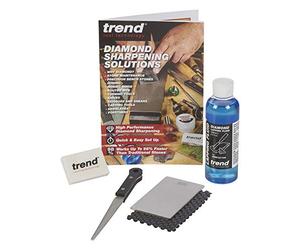 Trend Kit d'aiguisage diamant, pierre carte double face et lime miniature | Inclut pierre diamant double face format carte, lime miniature effilée, fluide de rodage, bloc et DVD DWS/KIT/C
