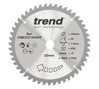 Trend Lame de scie à onglet 190 mm, alésage 20 mm, 48 dents TCT | Coupe des coupes nettes dans le bois : lame TCT 48 dents, trait de 1,9 mm, crochet -5° CSB/CC19048T