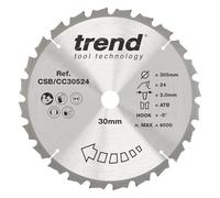 Trend Lame de scie à onglet 305 mm, alésage 30 mm, 24 dents TCT grossière | Coupe le bois sur scies à onglet grâce aux dents TCT, 24 dents finition grossière et alésage 30 mm, CSB/CC30524