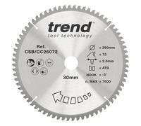 Trend Lame de Scie à Onglet pour Bois, 260 mm de Diamètre, 30 mm d'Alésage, 72 Dents, TCT, 2,6 mm de Trait de Scie, -5° Crochet, CSB/CC26072