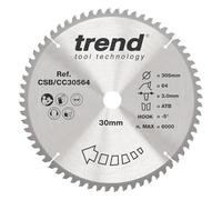 Trend Lame de Scie à Onglet pour Bois, 305 mm de Diamètre, 30 mm d'Alésage, 64 Dents, TCT, 3 mm de Trait de Scie, -5° Crochet, CSB/CC30564