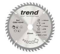 Trend Lame de scie circulaire 184 mm, 20 mm, 48 dents TCT, +15° | Coupe nette du bois sur scie circulaire sans fil, lame TCT finition fine, +15° crochet, trait 2,62 mm CSB/18548
