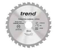 Trend Lame de scie circulaire 184 mm, 30 dents, 30 mm alésage, TCT +15° | Coupe rapide à finition moyenne dans le bois et les panneaux, 2 mm de trait, dents TCT, CSB/NC18430A