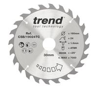 Trend Lame de scie circulaire 190 mm, 30 mm alésage, 24 dents TCT | Coupe le bois proprement, avec 24 dents TCT, trait de scie 1,6 mm, alésage 30 mm, CSB/19024TC
