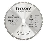 Trend Lame de Scie Circulaire Aluminium & Plastique, 305 mm de Diamètre, 30 mm d'Alésage, 84 Dents, TCT, 3 mm de Trait de Scie, -6° Crochet, CSB/AP30584