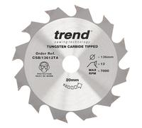 Trend Lame de scie circulaire bois 136 mm, alésage 20 mm, 12 dents TCT | Coupe le bois en travers, finition grossière, lame TCT 12 dents, 1,5 mm et angle d'attaque +15°, CSB/13612TA