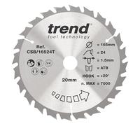 Trend Lame de scie circulaire bois 165 mm, 24 dents, alésage 30 mm, TCT | Coupe le bois proprement avec 24 dents et angle d'attaque +15° pour finition moyenne, CSB/16524TB