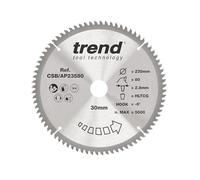 Trend Lame de scie circulaire en aluminium et plastique, diamètre 235 mm, alésage 30 mm, 80 dents, trait de scie 2,8 mm, crochet -6°, TCT, finition extra fine, CSB/AP23580