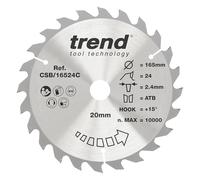 Trend Lame de scie circulaire pour bois, 165 mm, alésage 30 mm, 48 dents | Coupe le bois avec une finition soignée grâce à ses 48 dents et son trait de scie de 2,4 mm, CSB/16548