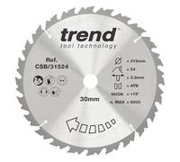 Trend Lame de Scie Circulaire pour Bois, 315 mm de Diamètre, 30 mm d'Alésage, 24 Dents, TCT, 3,2 mm de Trait de Scie, +15° Crochet, CSB/31524