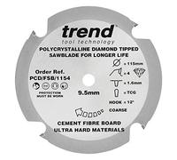 Trend Lame de Scie Circulaire pour Fibre de Ciment PCD, 115 mm de Diamètre, 9,5 mm d'Alésage, 4 Dents, 1,6 mm de Trait de Scie, +12° Crochet, PCD/FSB/1154