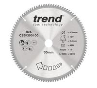 Trend Lame de scie circulaire Wood, diamètre 300 mm, alésage 30 mm, 100 dents, trait de scie 2,8 mm, crochet +5°, TCT, finition extra fine, CSB/300100