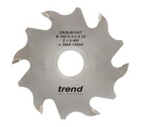 Trend lame de scie pour lamelleuse, 100 x 22 mm, 4 dents, TCT, trait 4 mm | Coupe des rainures pour lamelles propres pour des assemblages précis, lame TCT, CR/BJB100T