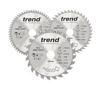 Trend Lames de scie circulaire bois 190 mm, 30 mm, 24/40/60, TCT, lot 3 | Inclut lames 24T, 40T et 60T TCT pour finitions bois grossières à extra-fines, CSB/190/3PK