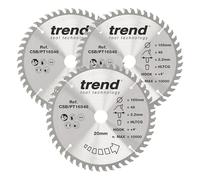 Trend Lames de Scie Circulaire pour Laminé & HPL, 165 mm de Diamètre, 20 mm d'Alésage, 48 Dents, TCT, 2,2 mm de Trait de Scie, +4° Crochet, CSB/PT165/3PK