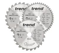 Trend Lames scie à onglets 216 mm, 30 mm alésage, 24/48 dents, lot de 3 | Inclut lames TCT bois gros et fin pour scies à onglets, 216 mm, 30 mm, 24/48 dents CSB/CC216/3/A