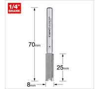 Trend Professionnel Fraise Droite Deux Flûtes, Queue 1/4 Pouce, Diamètre de Coupe 8mm, Pointe en Carbure de Tungstène, 3/43X1/4TC