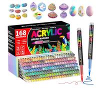 TrendGate 168 Couleurs Feutre Acrylique, Marqueur Peinture Acrylique Pinceau Pour Papier, Verre, Galet, Métal, Plastique, Bois, Oeuf, Céramique, Textile