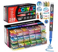 TrendGate 288 Couleurs Feutre Acrylique, Marqueur Peinture Acrylique Pinceau Pour Papier, Verre, Galet, Métal, Plastique, Bois, Oeuf, Céramique, Textile