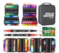 TrendGate Feutres Coloriage Adulte, 144 Couleurs Aquamarker Feutre Stylos | Double Pointe Fine et Pinceau, Feutre Aquarelle avec Livre de Coloriage, Séchage Rapide, pour Dessin, Mandalas, Calligraphie