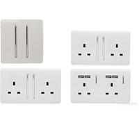 Trendi Étendoir Interrupteur moderne brillant commutateurs/Sockets salle à manger Trade/Multi Lot Blanc