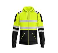 Trending babz Mens Hi Vis Zipper Hoodie Safety Work High Viz Reflective Tape Multi Zipped Pockets Hoodie Yellow Orange High Visibility Sweatshirt Top, Jaune et noir., M