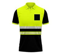 trending babz Mens New Hi Vis High Visibility Safety Work Wear Short Sleeve 2 Tone Contrast Polo Shirts Top S-2XL