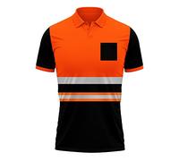 trending babz Mens New Hi Vis High Visibility Safety Work Wear Short Sleeve 2 Tone Contrast Polo Shirts Top S-2XL
