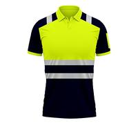 trending babz Mens New Hi Vis High Visibility Safety Work Wear Short Sleeve 2 Tone Contrast Polo Shirts Top S-2XL