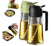 TrendPlain Spray Huile Cuisine 470ml - Vaporisateur Huile Air Fryer 2-en-1 pour Cuisson, Salades, Vinaigre et Accessoire Cuisine (1 pièce, Noir & Vert)