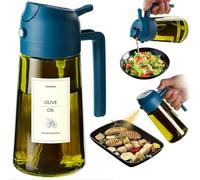 TrendPlain Spray Huile Cuisine 470ml - Vaporisateur Huile Air Fryer 2-en-1 pour Cuisson, Salades, Vinaigre et Accessoire Cuisine (1 pièce, Marine - 1)