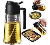 TrendPlain Spray Huile Cuisine 470ml - Vaporisateur Huile Air Fryer 2-en-1 pour Cuisson, Salades, Vinaigre et Accessoire Cuisine (1 pièce, Noir)