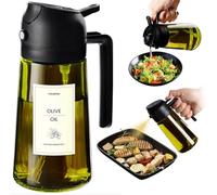 TrendPlain Spray Huile Cuisine 470ml - Vaporisateur Huile Air Fryer 2-en-1 pour Cuisson, Salades, Vinaigre et Accessoire Cuisine (1 pièce, Noir-1)