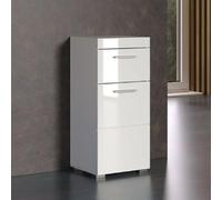 trendteam smart living Commode/Placard de Salle de Bain Amanda, 37 x 79 x 31 cm en Blanc/Blanc Brillant avec Beaucoup d'Espace de Rangement