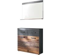 trendteam smart living - Armoire 2 pièces - Armoire combinée - Armoire - Indy - Dimensions d'assemblage (LxHxP) 90 x 192 x 34 cm - Couleur Gris Graphite Matera avec Vieux Bois - 187992123