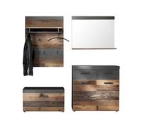 trendteam smart living - Armoire combinée 4 pièces - Armoire - Indy - Dimensions d'assemblage (LxHxP) 185 x 192 x 37 cm - Couleur Gris Graphite Matera avec Vieux Bois - 187991823