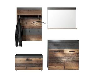 trendteam smart living - Armoire combinée 4 pièces - Armoire - Indy - Dimensions d'assemblage (LxHxP) 185 x 192 x 37 cm - Couleur Gris Graphite Matera avec Vieux Bois - 187991823