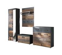 trendteam smart living - Armoire combinée 4 pièces - Armoire - Indy - Dimensions d'assemblage (LxHxP) 265 x 192 x 37 cm - Couleur Gris Graphite Matera avec Vieux Bois - 187992223