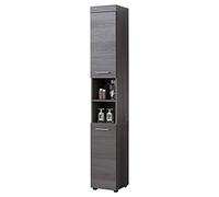 trendteam smart living Armoire de Toilette Haute avec Beaucoup d'espace de Rangement, Matériau en Bois, Argent fumée, 30 x 190 x 132 cm