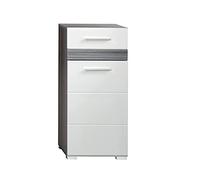 trendteam smart living - Armoire de Toilette - Salle de Bain - Set One - Dimensions d'assemblage (LxHxP) 37 x 80 x 31 cm - Couleur Blanc Brillant avec Argent fumé de Sardaigne - 133680203