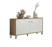 trendteam smart living - Buffet Commode Meuble TV - Salon - Tactile - Taille d'assemblage (LxHxP) 123 x 76 x 40 cm - Couleur chêne Artisanal avec Blanc - 210287107