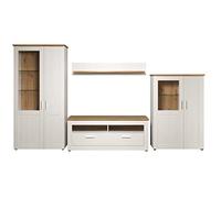 trendteam smart living - Combinaison de Salon 4 pièces - Salon - Abat-Jour - Dimensions de la Construction (LxHxP) 368 x 194 x 45 cm - Couleur Blanc pin Andersen avec chêne Artisanal - 196196357