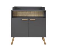 trendteam smart living Commode à langer pour chambre de bébé - 96 x 105 x 78 cm - Gris - Grand espace de rangement et surface à langer spacieuse
