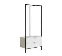 trendteam smart living Jody - Porte-Manteau avec 2 tiroirs Pratiques - Blanc Mat/Noir - Portant Compact - (l x H x P) 85 x 190 x 47 cm - Porte-Manteau autoportant avec Structure en métal