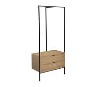 trendteam smart living Jody Porte-manteau avec 2 tiroirs pratiques - Chêne/noir - Portant compact - 85 x 190 x 47 cm - Porte-manteau autoportant avec armature en métal