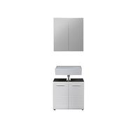 trendteam smart living - Meuble de Salle de Bain combiné en 2 pièces - Salle de Bain - Ligne - Taille d'assemblage (LxHxP) 60 x 182 x 31 cm - Argent fumé/Blanc Brillant - 189890903