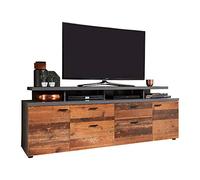 trendteam smart living - Meuble TV lowboard Meuble TV - Salon - Ambiance - Dimensions de l'assemblage (LxHxP) 180 x 66 x 47 cm - Couleur Old Wood avec Matera - 188032423