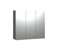 trendteam smart living - PureBliss - Armoire à Miroir - Anthracite/chêne Evoke - Aspect rainuré - 9 Compartiments + 6 étagères - (l x H x P) 90 x 80 x 20 cm - Porte Centrale à Monter à Gauche et à